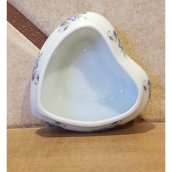 Limoges LEC Fine Blue Flower Heart Shape Valentine Old French France Trinket Box - Picture 10 of 16